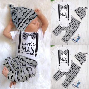 NEW Boy's Mustache Print Little Man Outfit